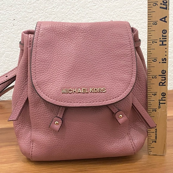 MICHAEL KORS Riley Small Flap Drawstring Pebbled Leather Crossbody Bag in Rose - Picture 6 of 16